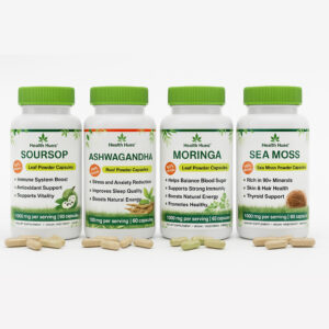 Health Hues Soursop, Ashwagandha, Moringa, Sea Moss Wellness Bundle